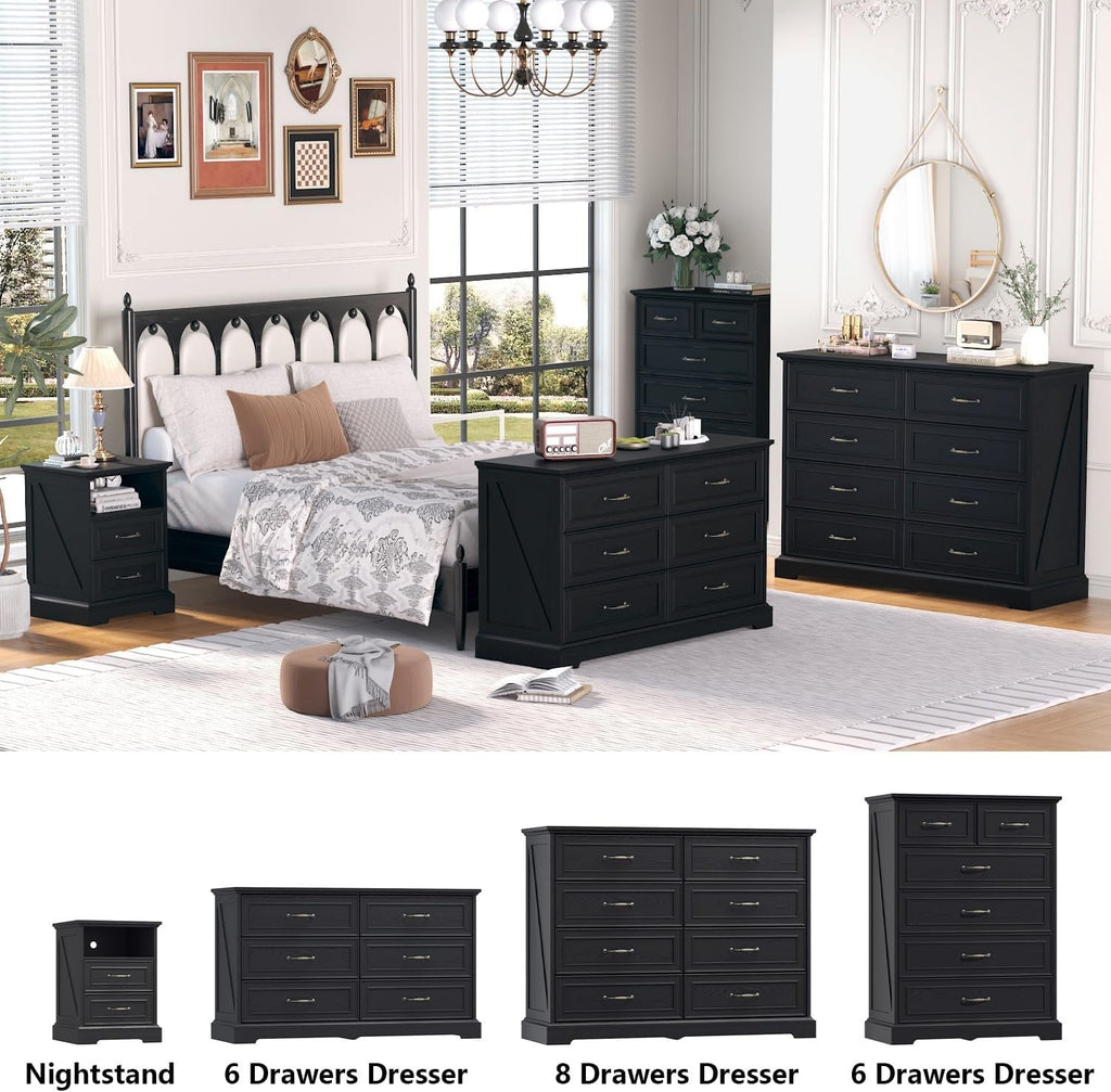 Black 6 Drawer Dresser Contemporary Rustic Hardware