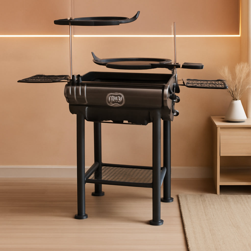 Jet Black Open Fire Barrel Charcoal Grill 480S qIn Cooking Area