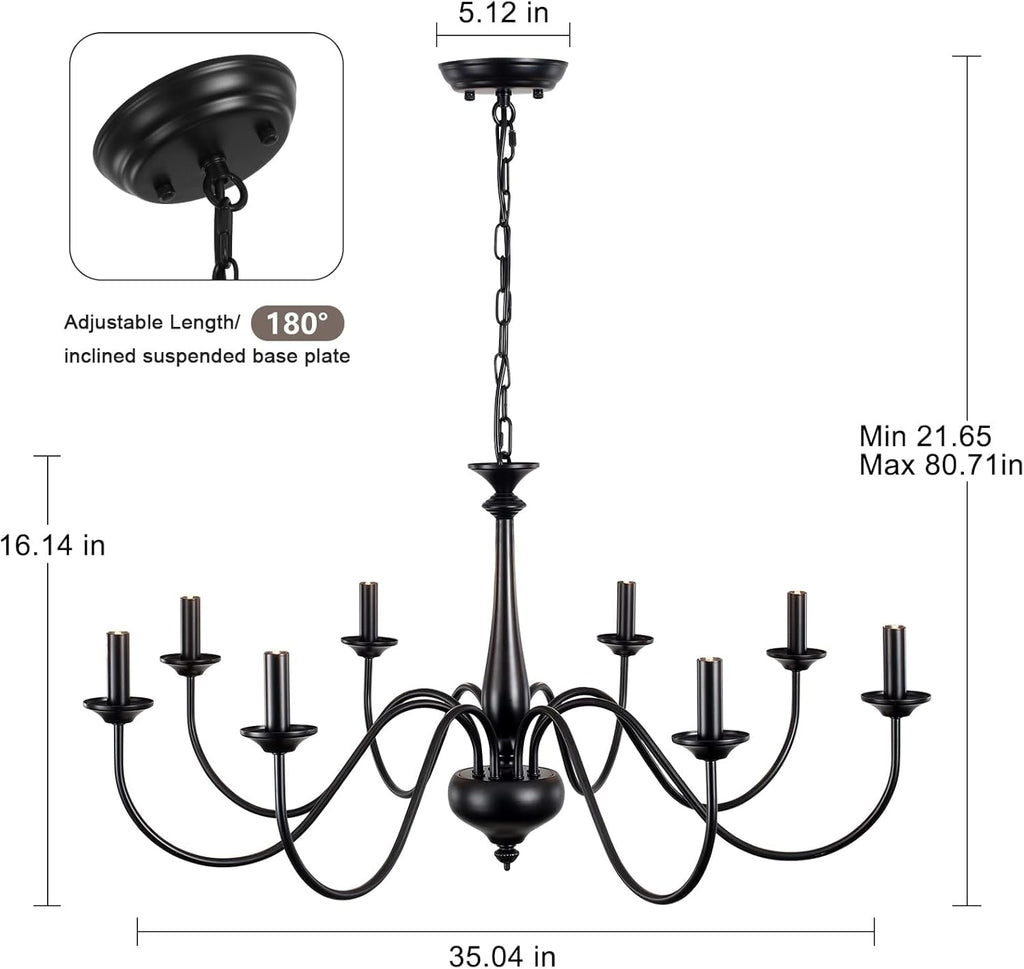 Black Farmhouse Eight Light Chandelier Dining Room