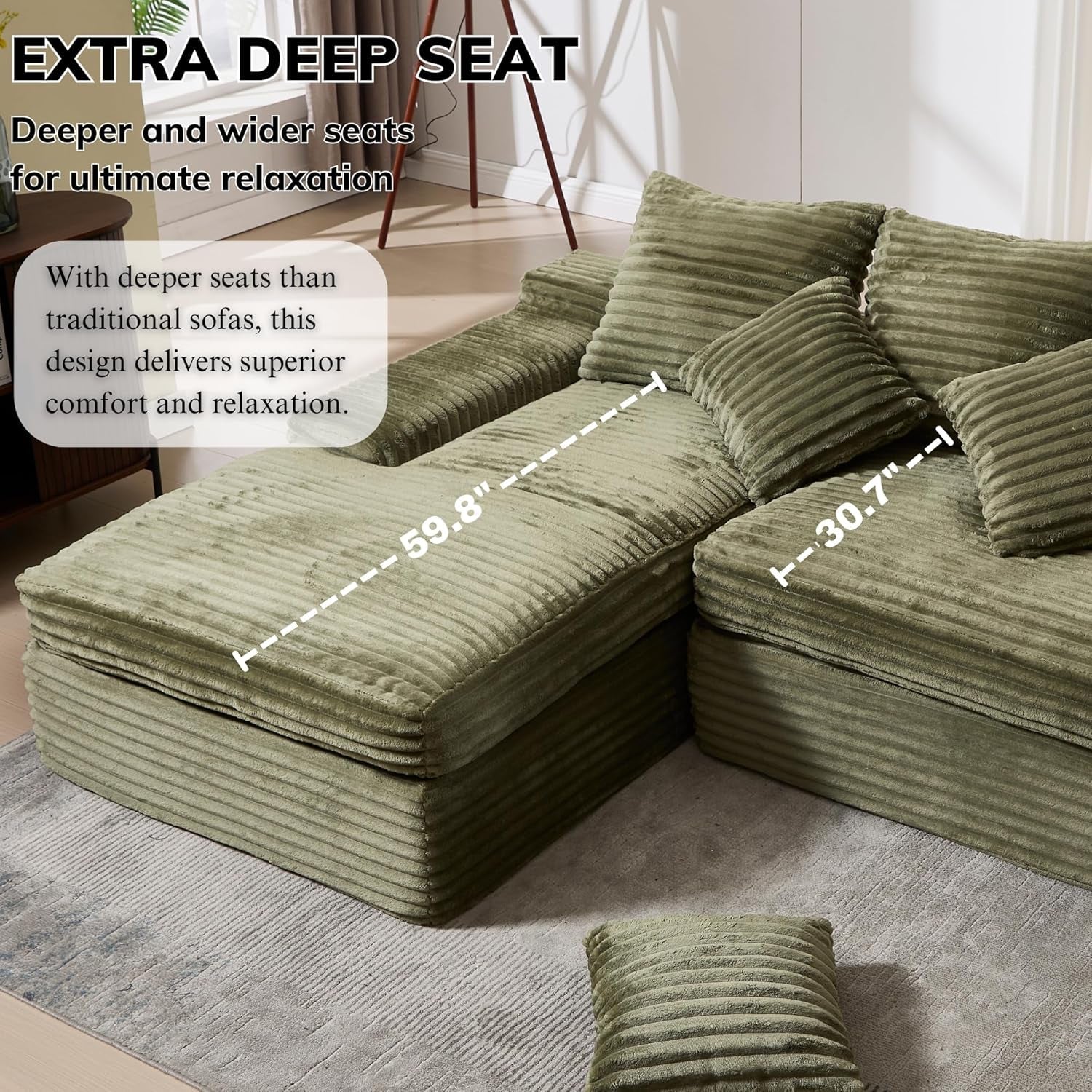 Celestial Cloudlike Modular Sectional Sofa 99 Inch Emerald