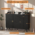 Black 47In Sideboard Cabinet For Dining Room Storage