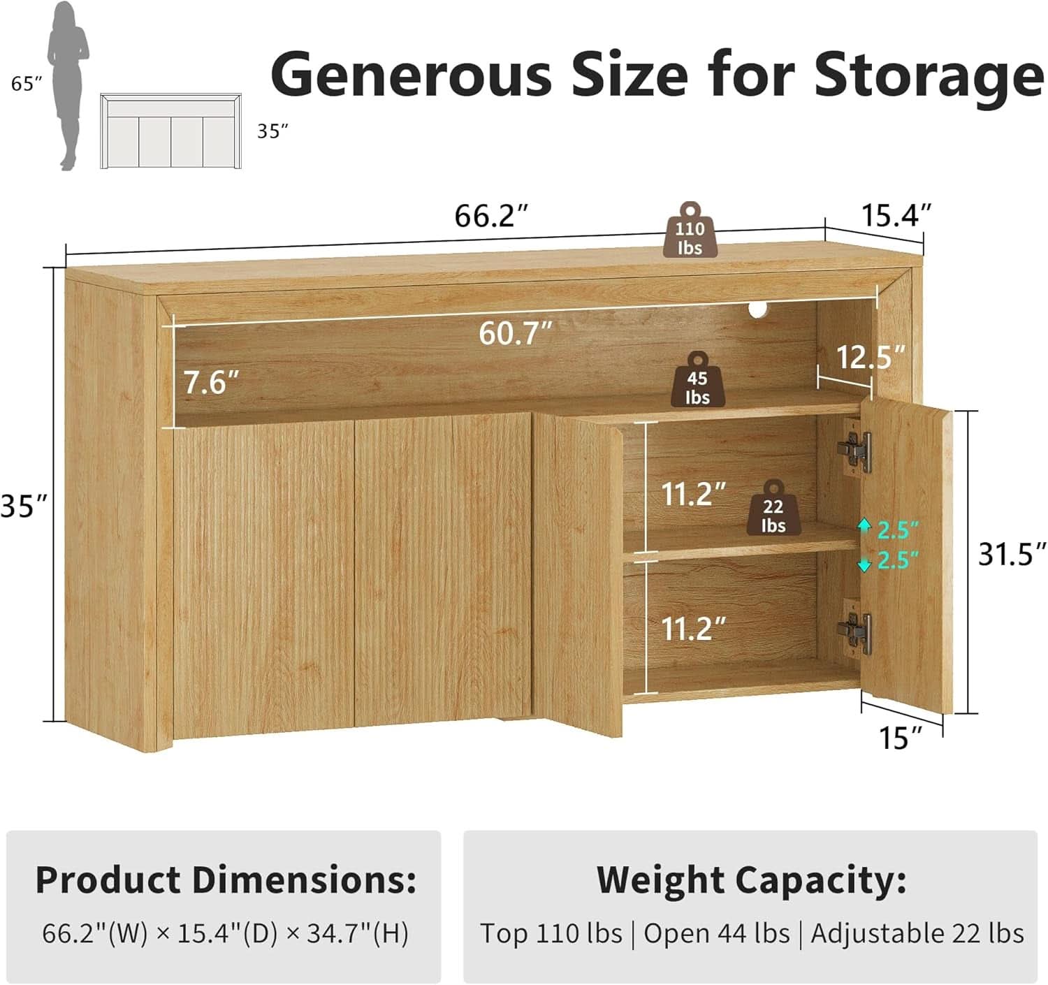 PremiumQuality Oak TV Entertainment Center With LEDs