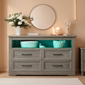 LED Illuminated Charcoal Grey Dresser With Drawers