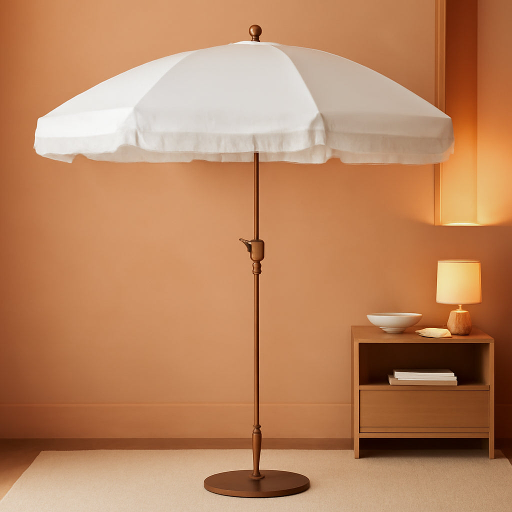 9Ft Cream Weather Resistant Outdoor Umbrella With Crank
