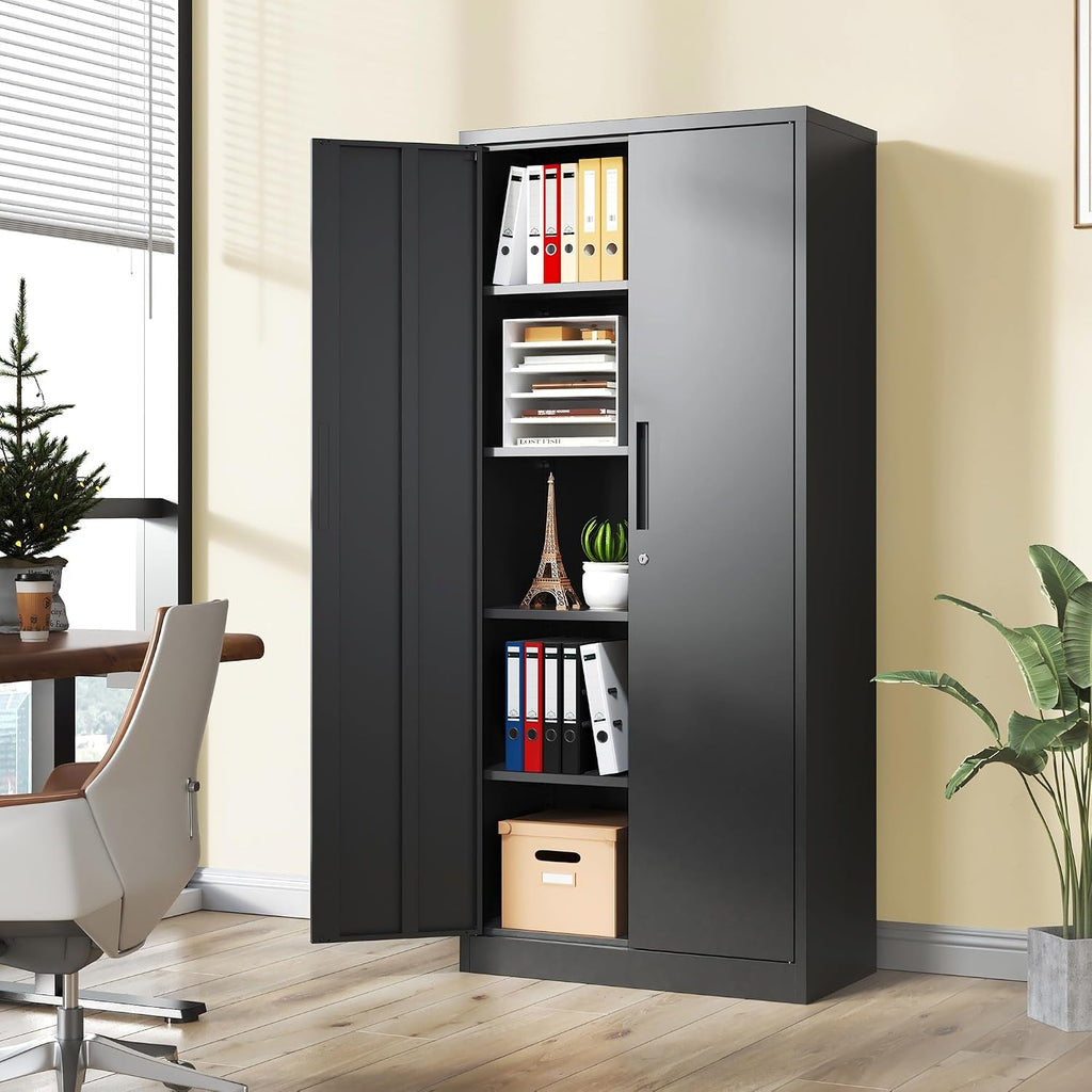 Black Powdercoated Steel Storage Cabinet Lock 71Inch