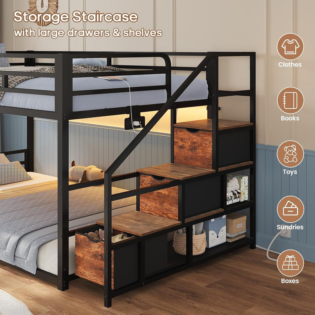 Black Premium Space Saving Functionality Twin Bunk Bed