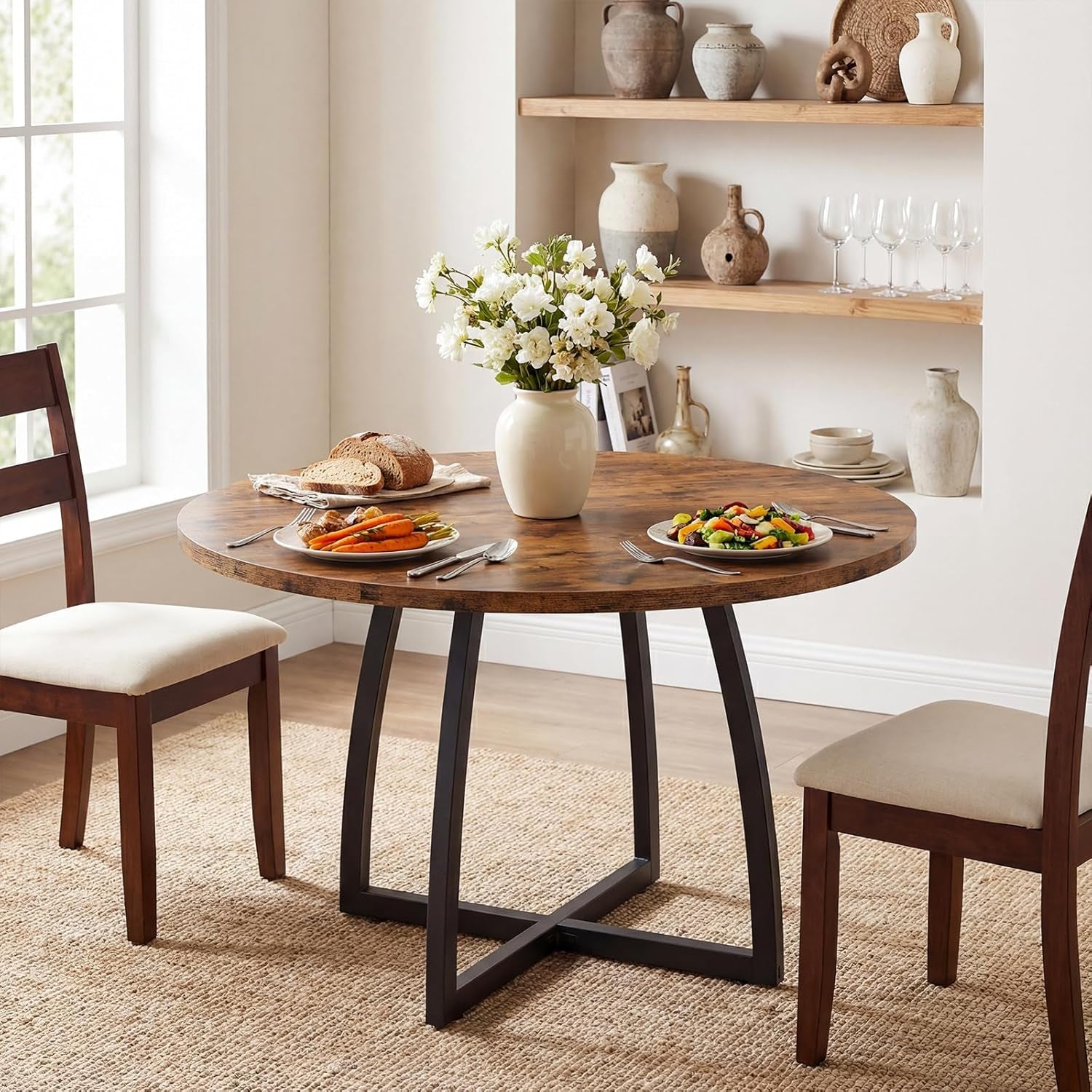 47.2 CircularPremiumDurable Brown Dining Table For Six