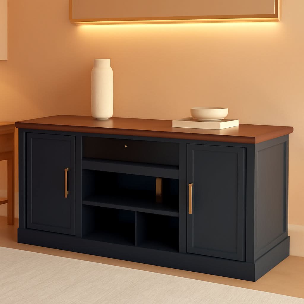 83 Inch TV Stand With Fireplace And Media Storage Solutions