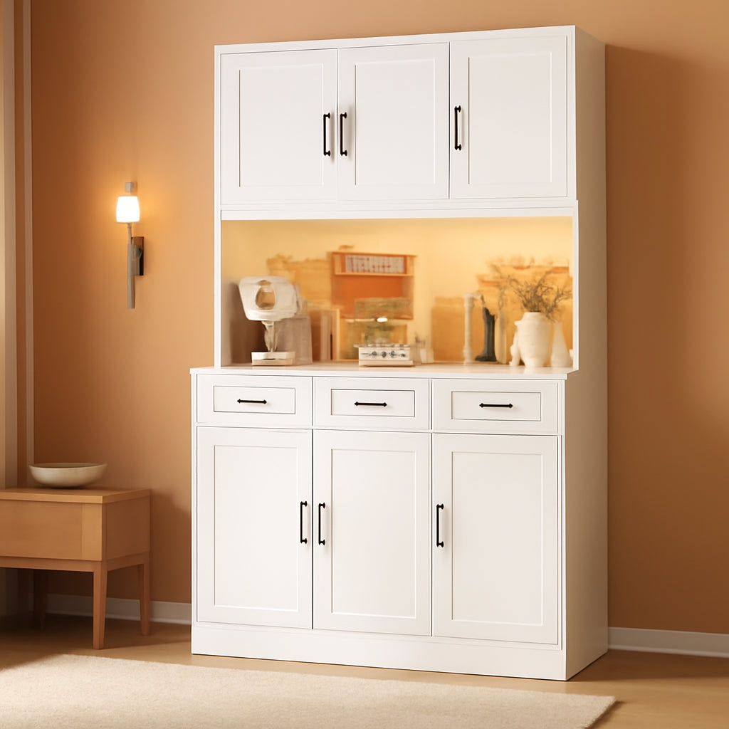 Tall White 72 Inch Kitchen Pantry Cabinet Illumination