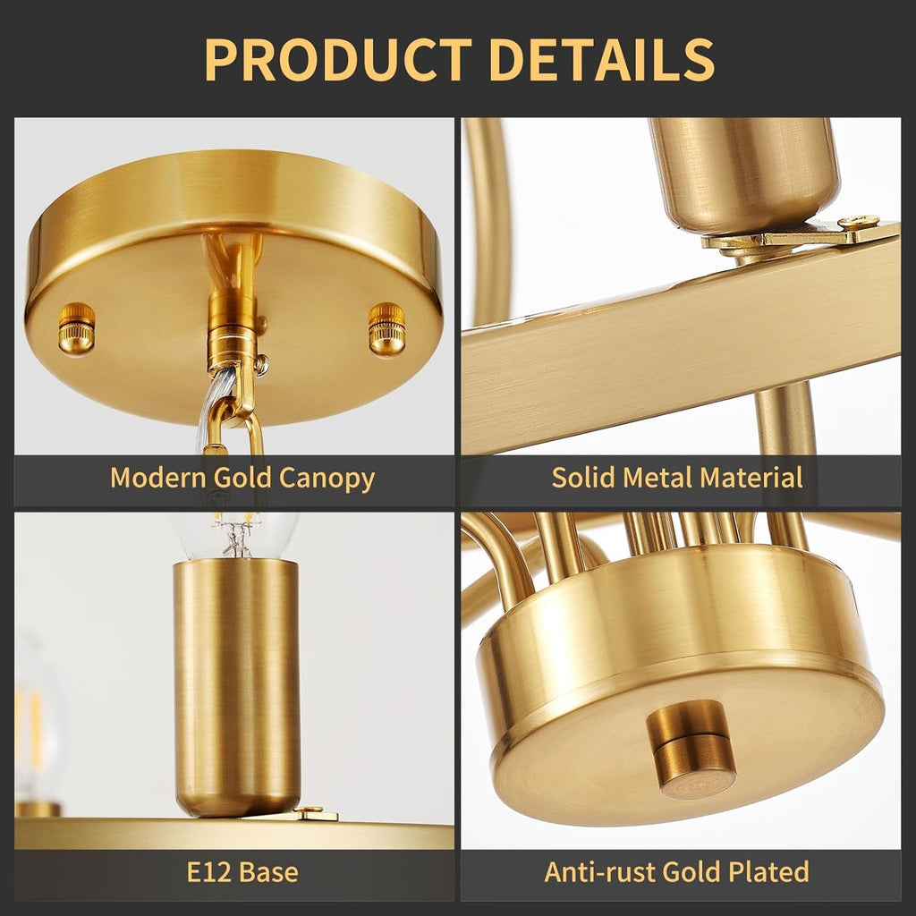 30Inch Crystal Gold Tone Chandelier Nine Light Fixture