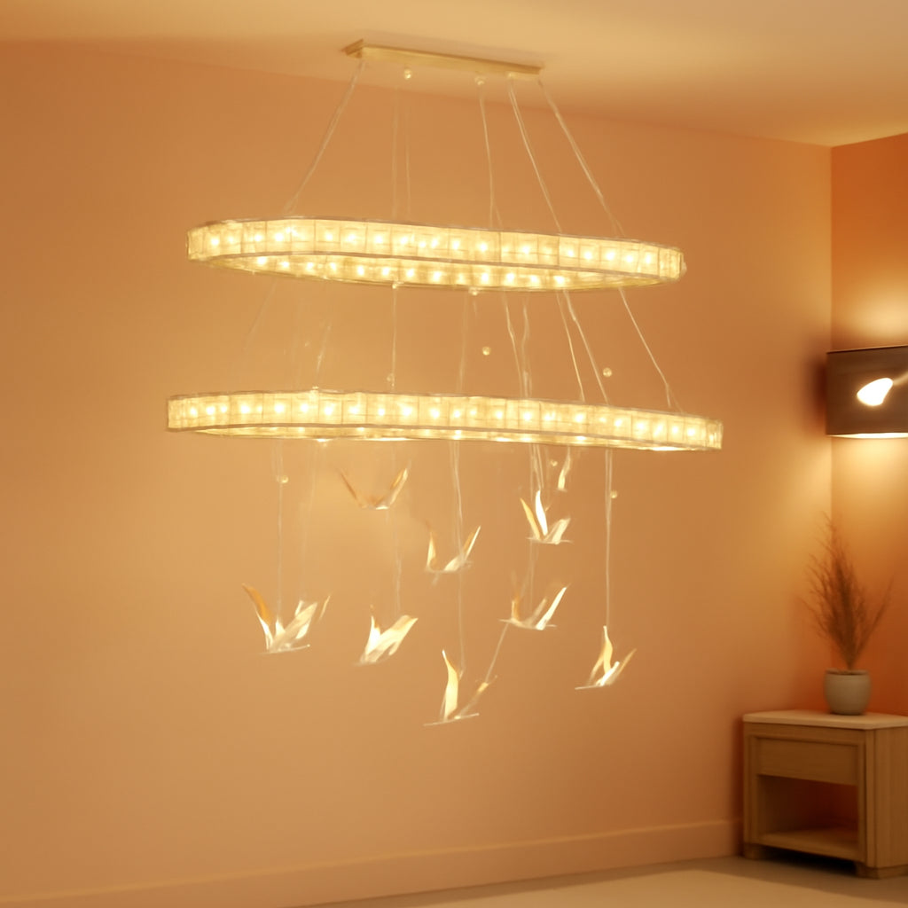 32 Inch Gold Crystal Butterfly Chandelier Ceiling Mount
