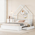 Queen Size Kids House Bed Frame With Under Bed Storage Drawers