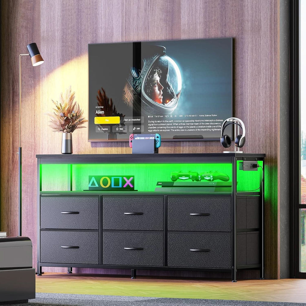 LED Premium TV Stand Dresser With Multicolor Lights 47 Inch