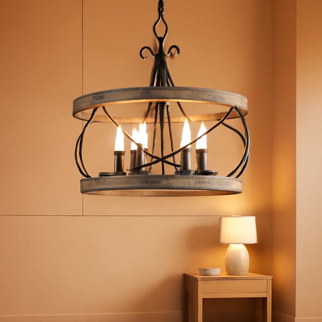 15.7 Inches Farmhouse Chandelier Five Light Dining