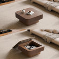 Walnut Square Coffee Table Featuring Concealed Storage