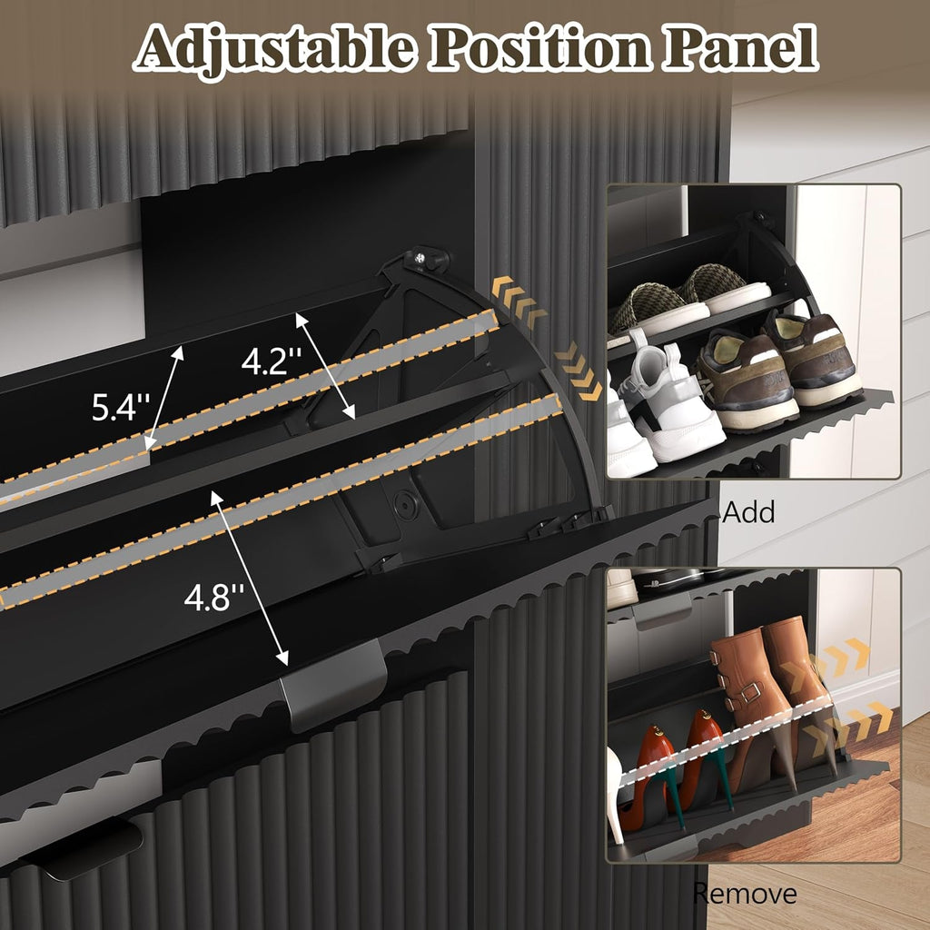 Black Freestanding Shoe Cabinet Featuring 3 Drawers