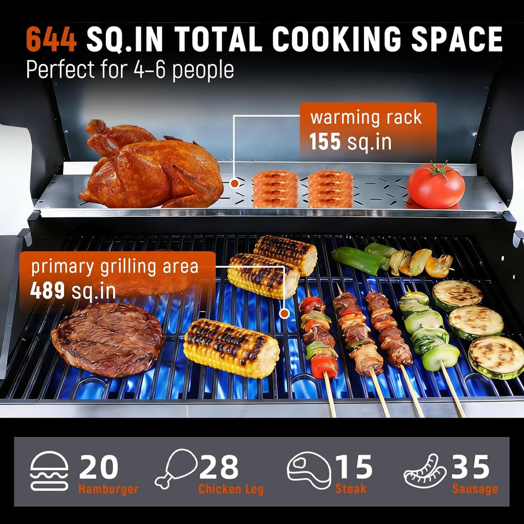 Six Burner Propane Grill 60000 BTU Outdoor Grilling