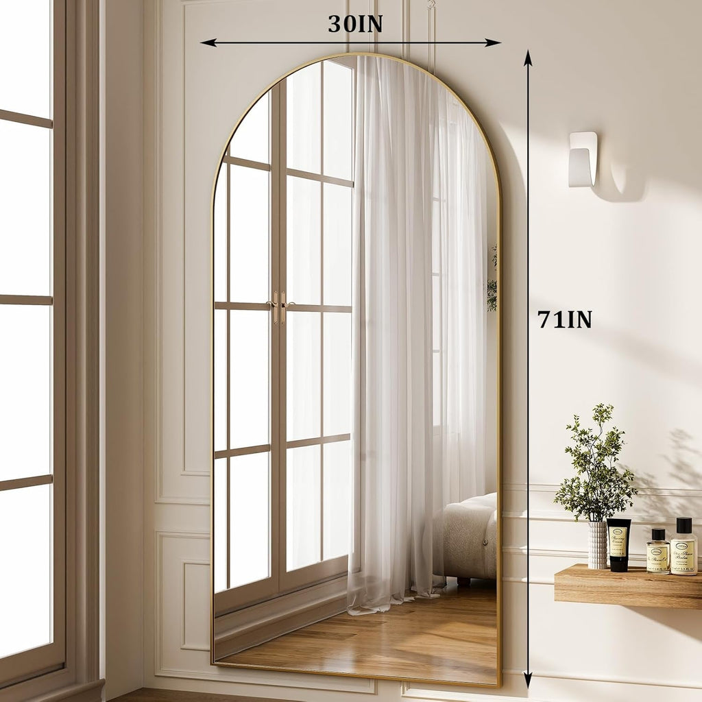 71x30 Arched Complete Length Aluminum Framed Mirror