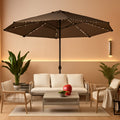 15Ft Rectangular Outdoor Umbrella Taupe Base Included
