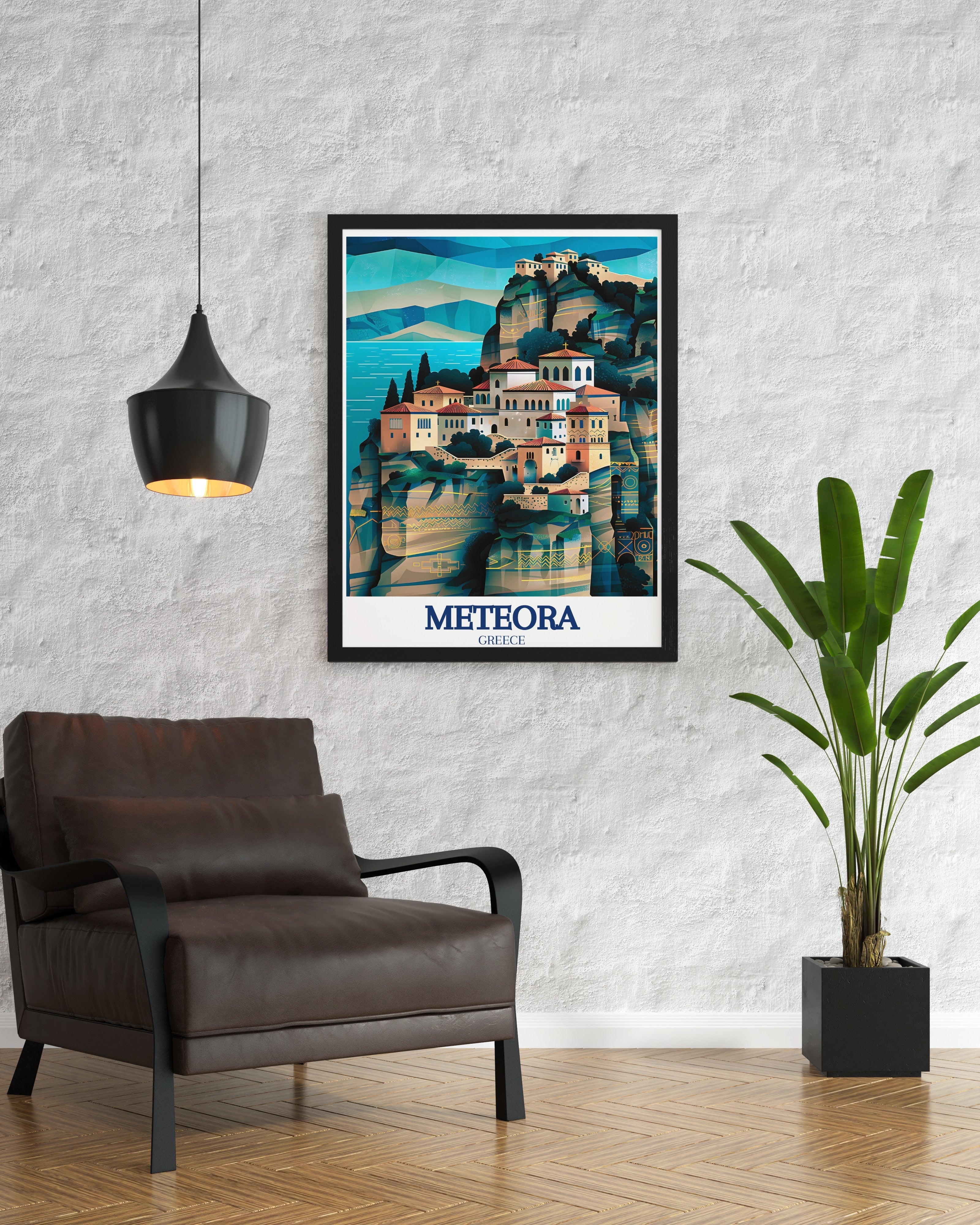 Meteora Travel Print - Varlaam Monastery Wall Art - Kalampaka Travel Poster - Kalampaka Wall Print