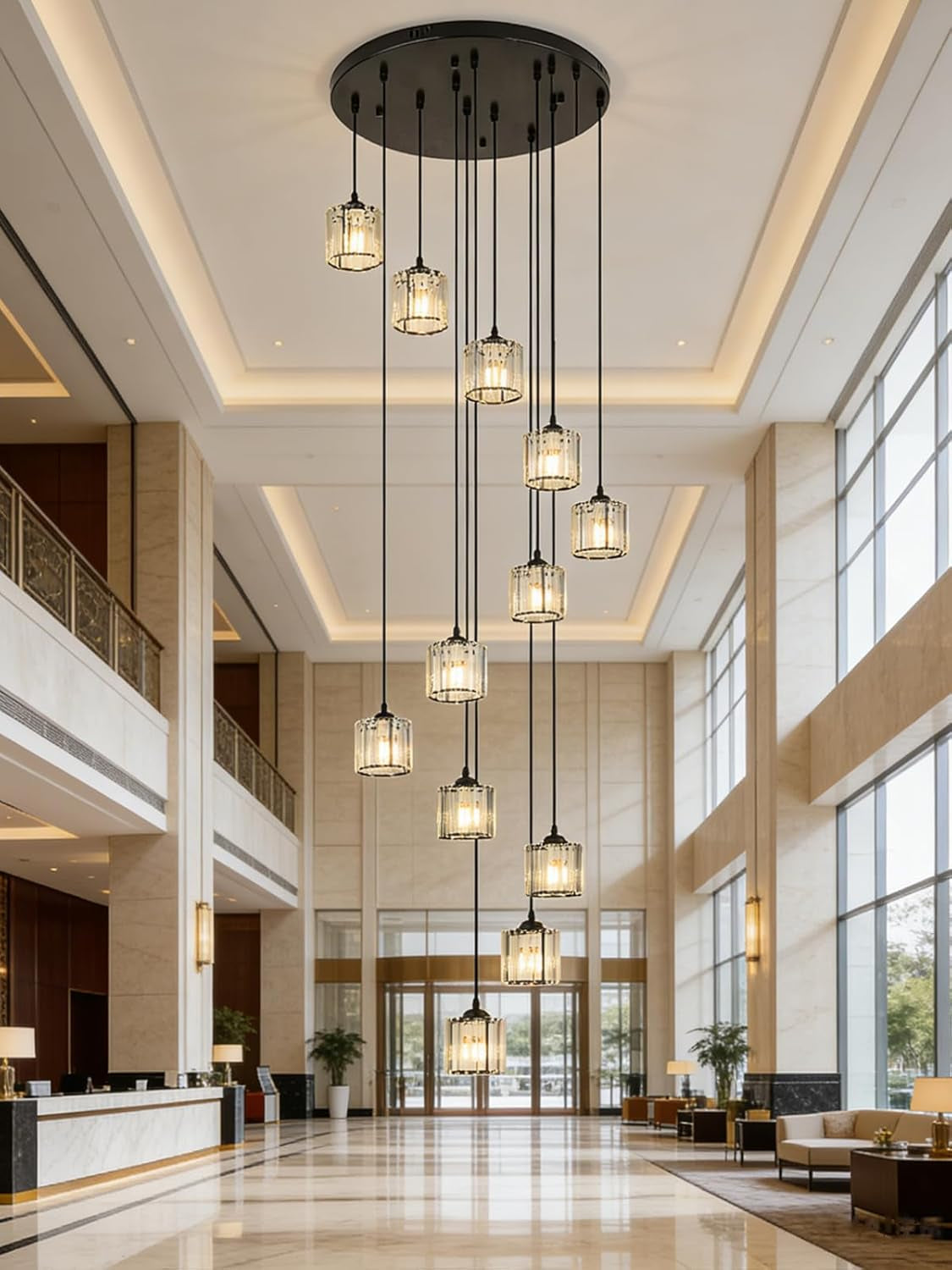 Matte Black Crystal Pendant Chandelier Lighting Fixture
