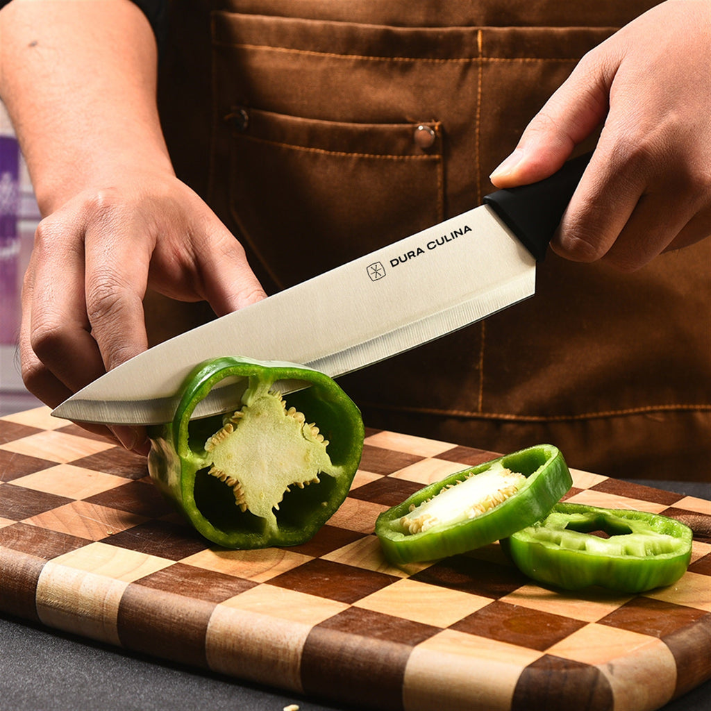 4-Piece Knife Set - High Carbon Stainless Steel Kitchen Knives with Ergonomic Handles, Matching Blade Guards, Multi-Purpose Shears