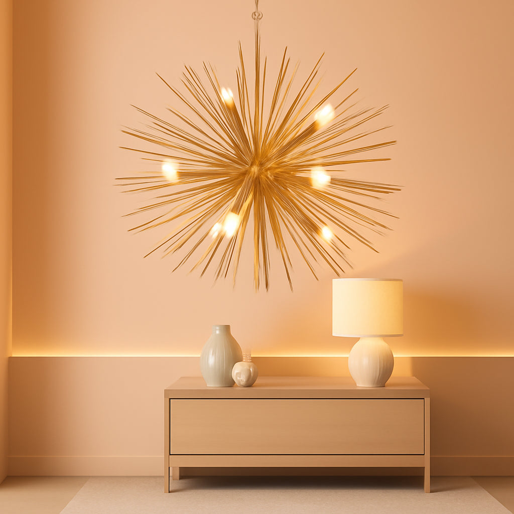 24Inch Golden Gleaming Sputnik Chandelier With Nine Lights