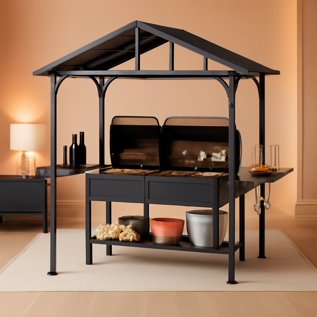 8x5ft All Weather Outdoor Gazebo With Integrated Bar