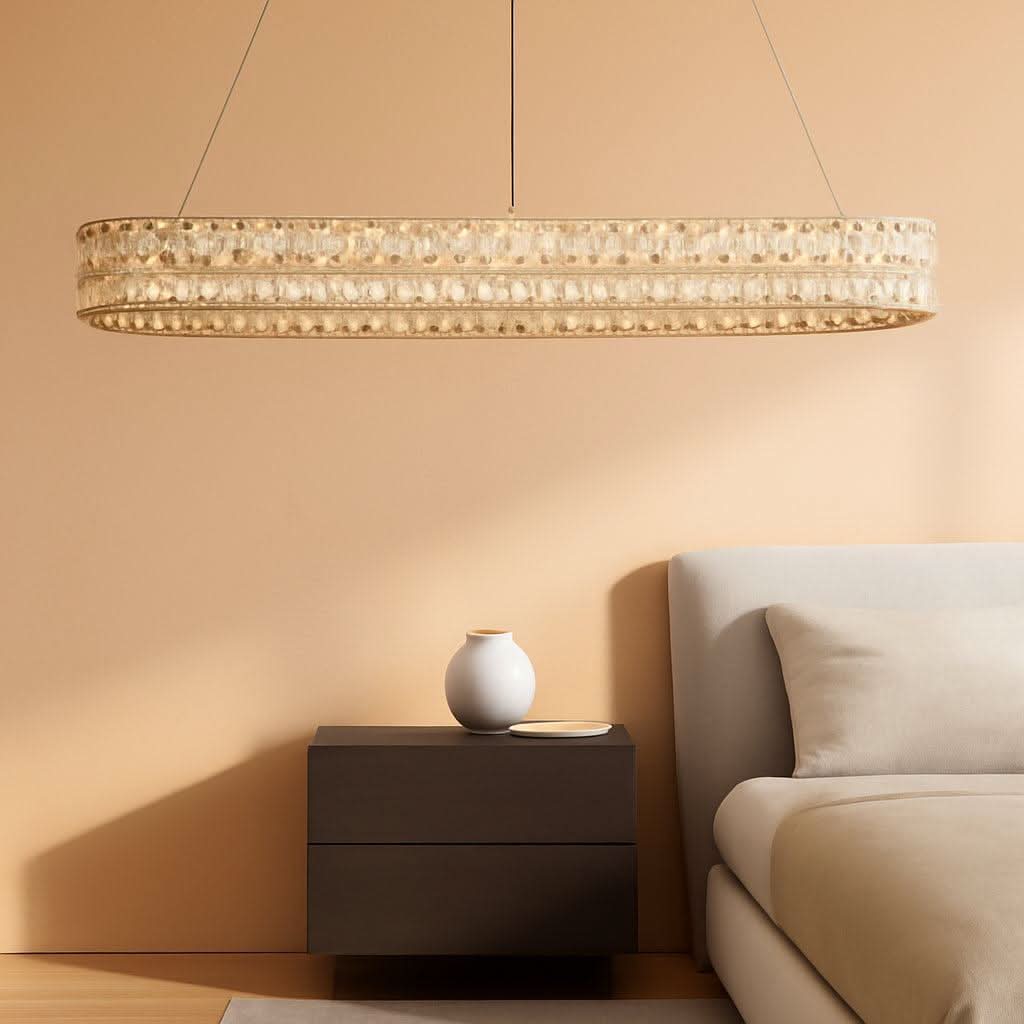 47 Inch Rectangular Chrome Crystal LED Chandeliers