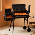 Charcoal Offset Smoker Grill With Stainless Steel Wheels
