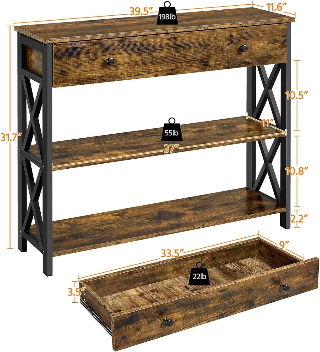 Rustic Brown TV Stand Entertainment Center 45 Inch Drawer
