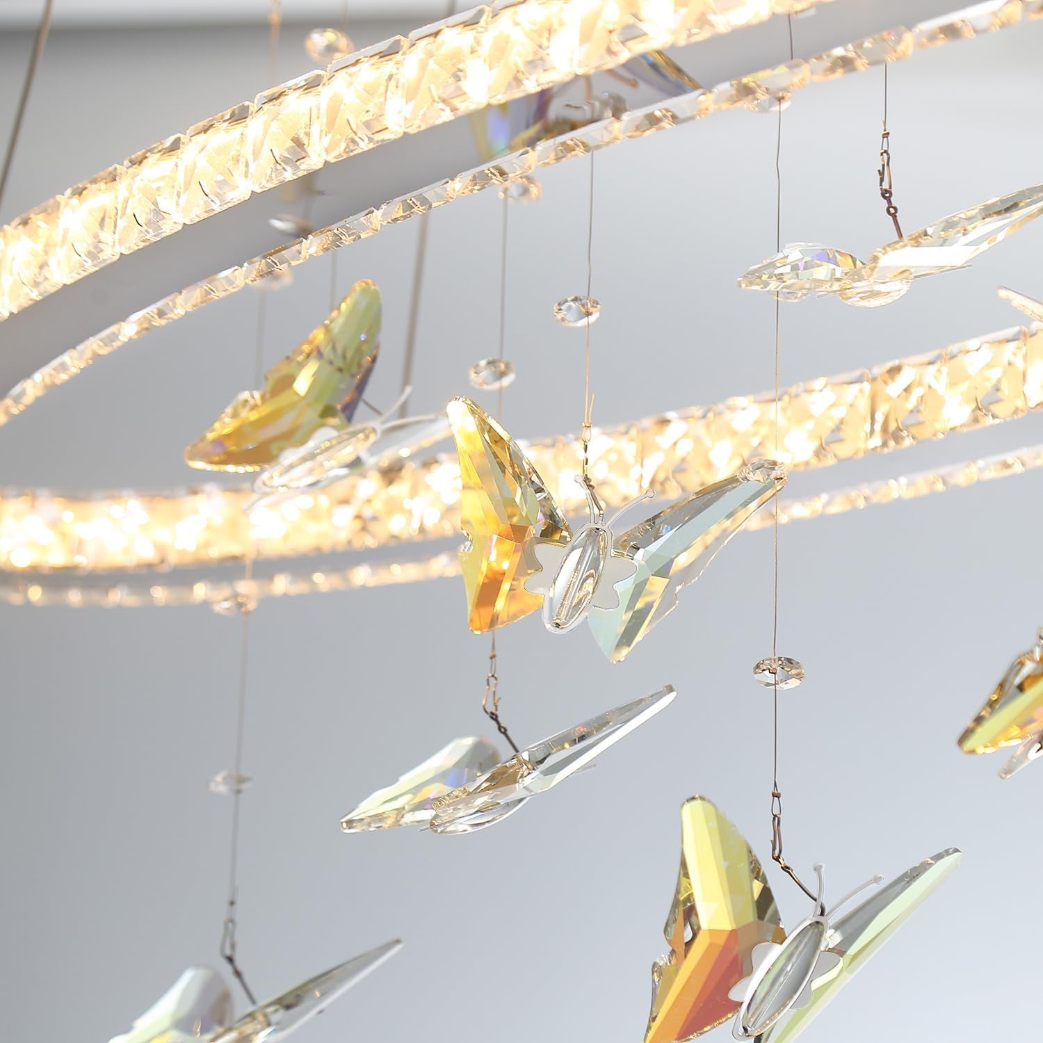 32 Inch Crystal Butterfly Chandelier Adjustable Light