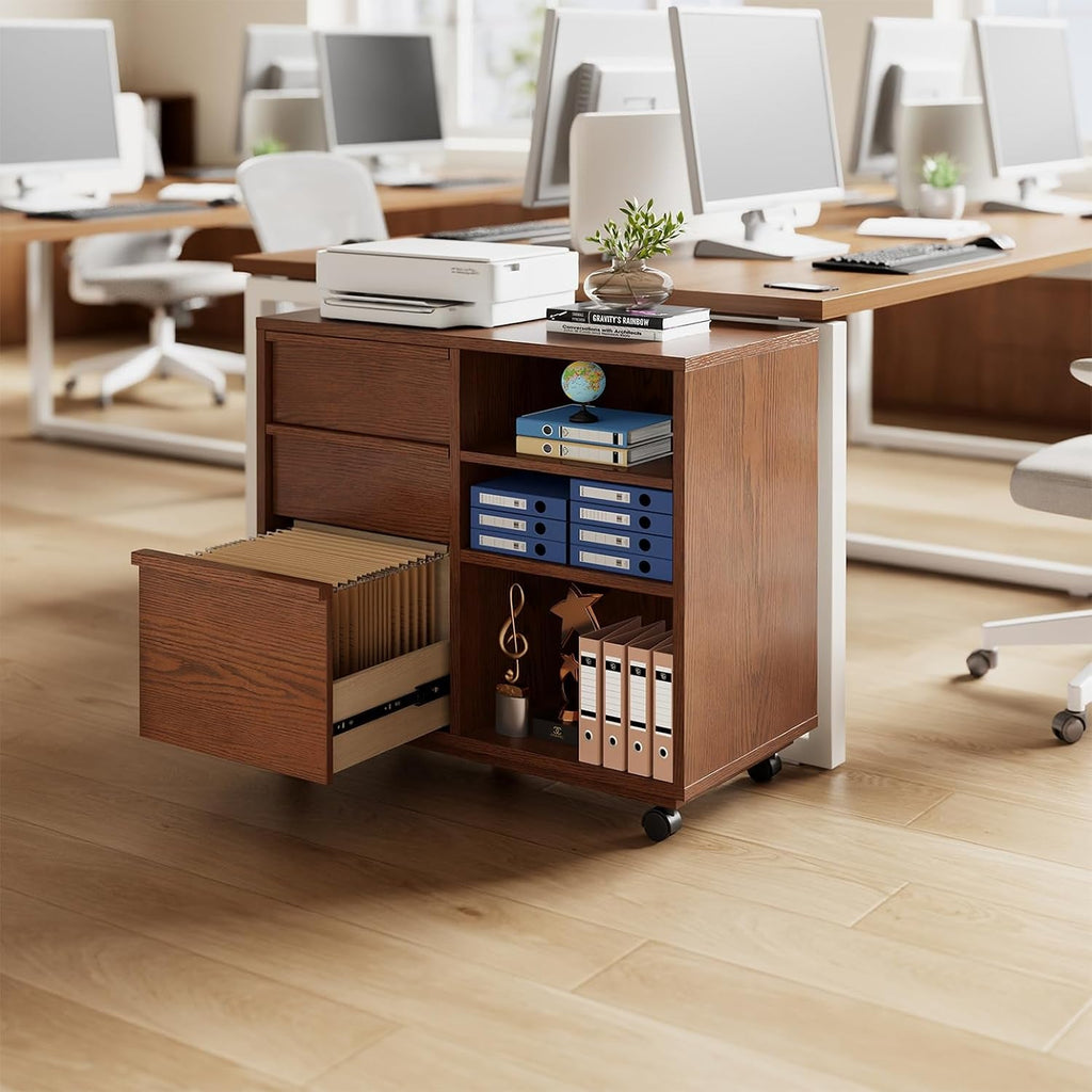 Premium Solid Walnut Three Drawer Lockable Cabinet