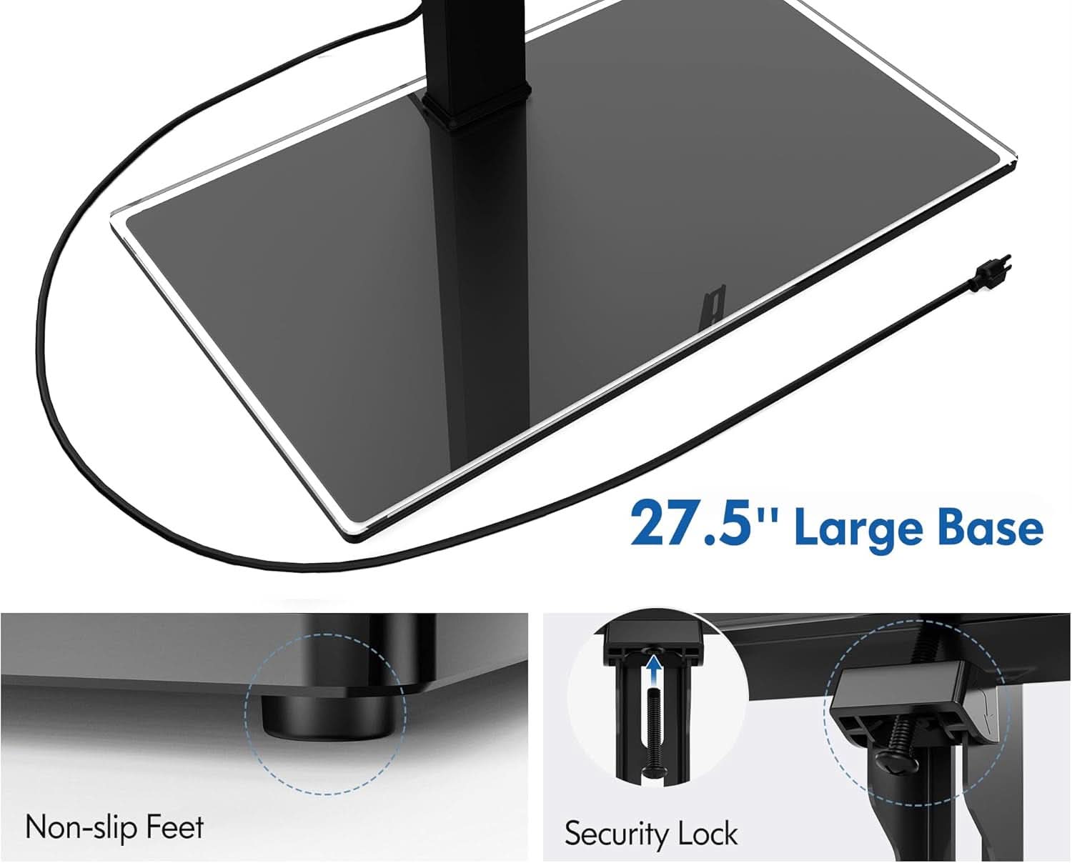 50 To 85 Inches TV Stand Height Adjustable Swivel Base Outlets