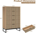 49.2 Inch Tall Five Drawer MatteNaturalFinish Dresser