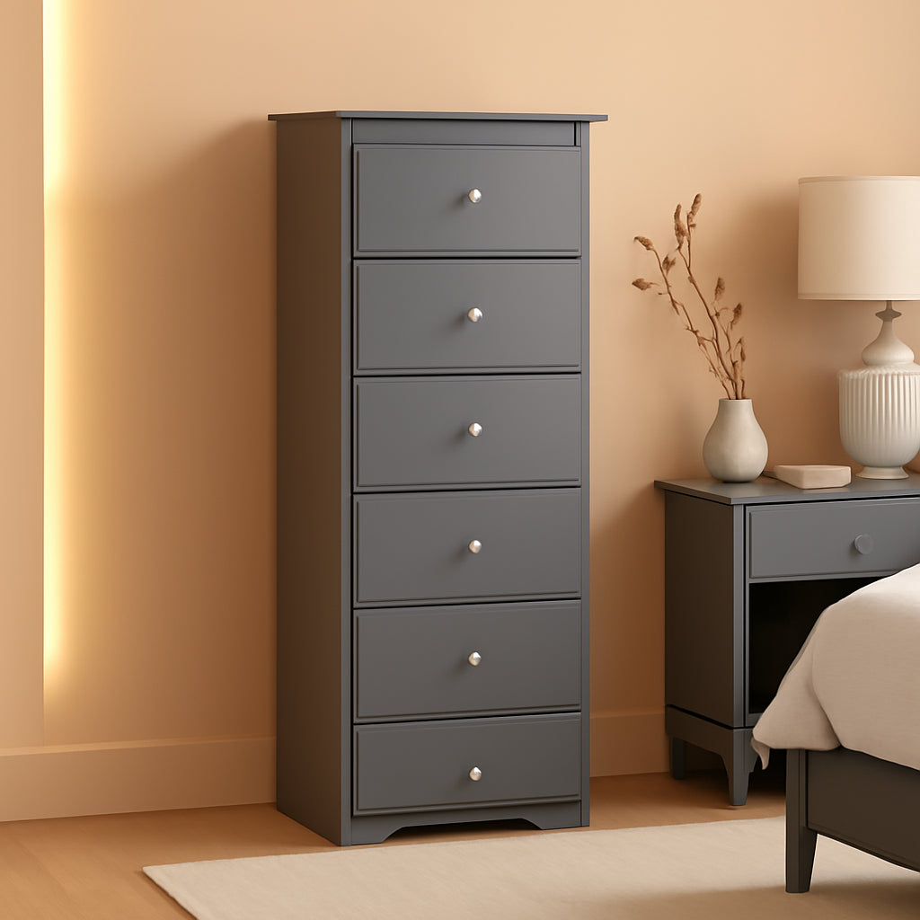 Six Drawer Dresser With Large Capacity Metal Handles