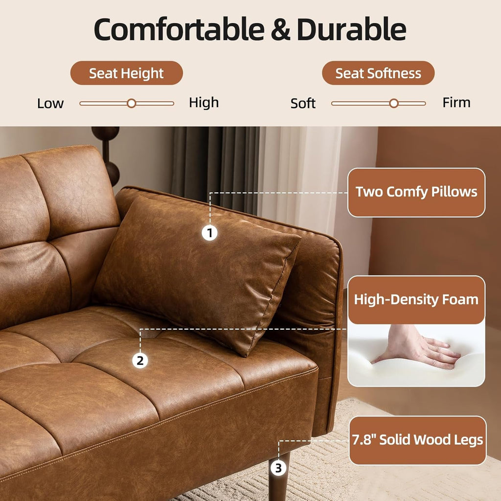 Eighty FiveInch Ultra Convertible Armrests Futon Sofa Bed