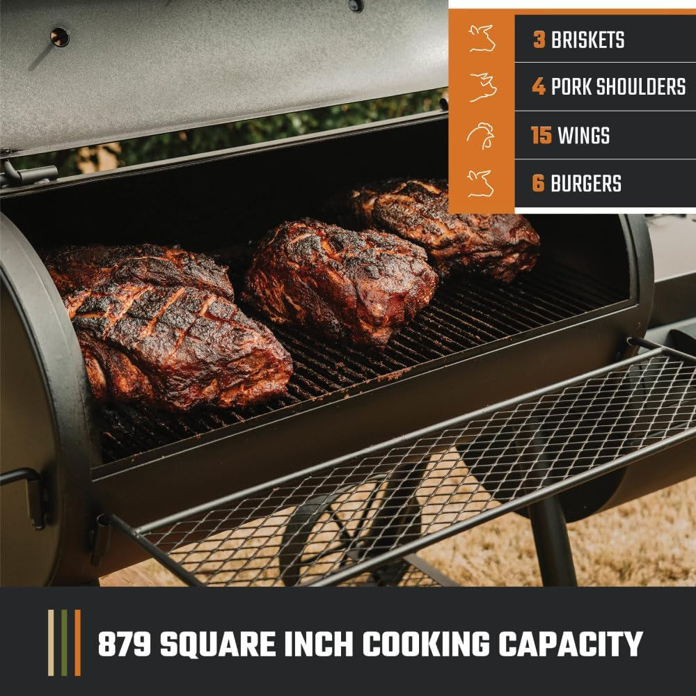Highland Offset Charcoal Smoker Black 900 SquareInches