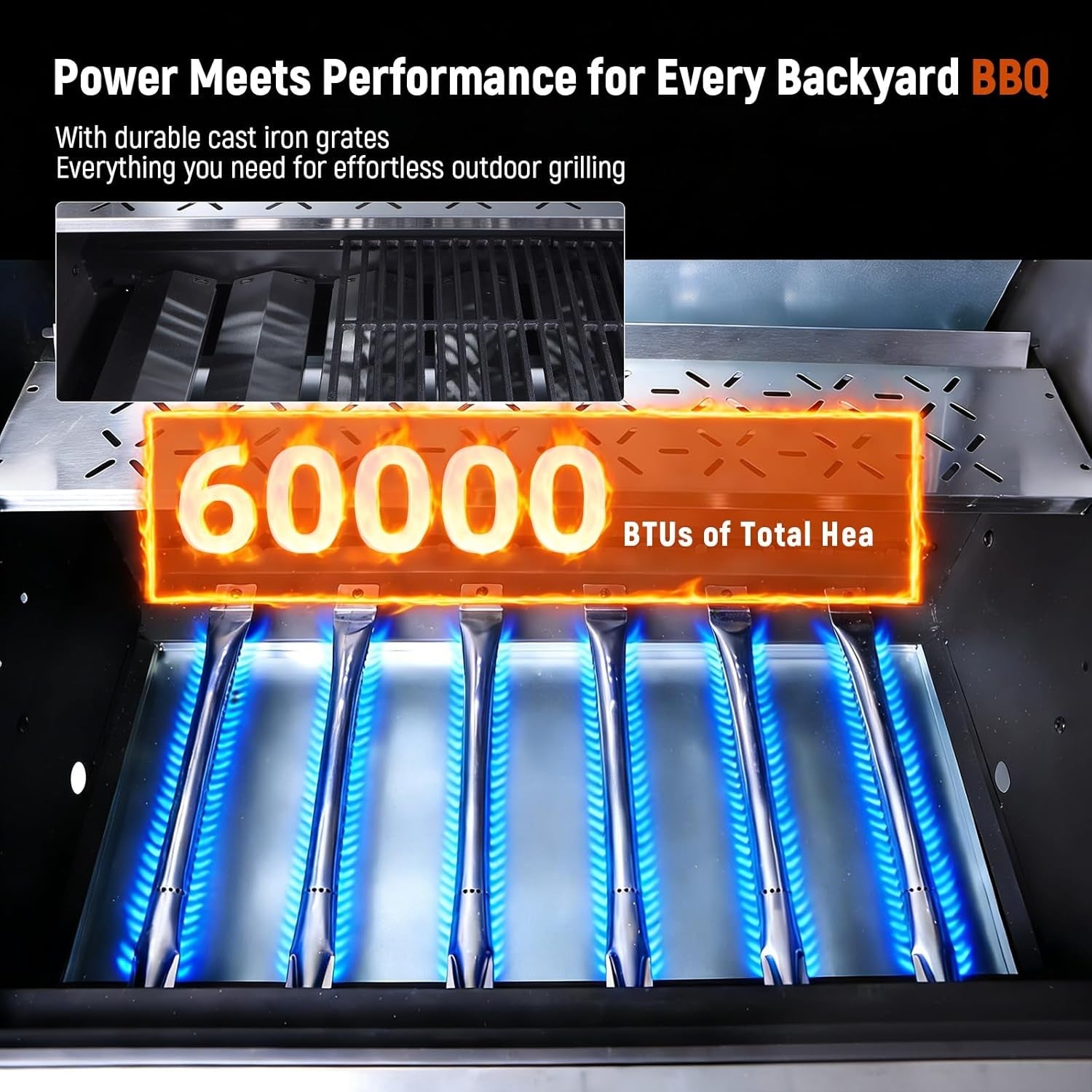 Six Burner Propane Grill 60000 BTU Outdoor Grilling