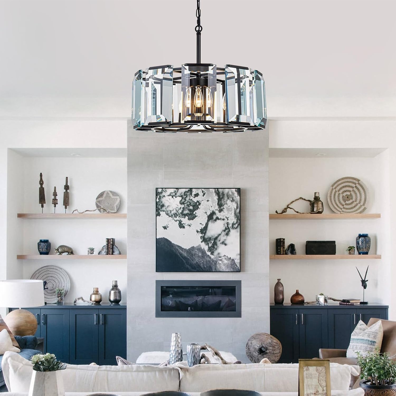 Twenty Inch Modern Luxe OnyxBlack Crystal Chandelier Five Light