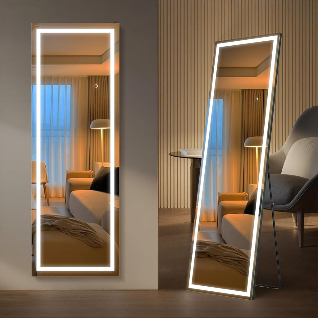 64 Inch LED Floor Mirror Dimmable Lights Full Length