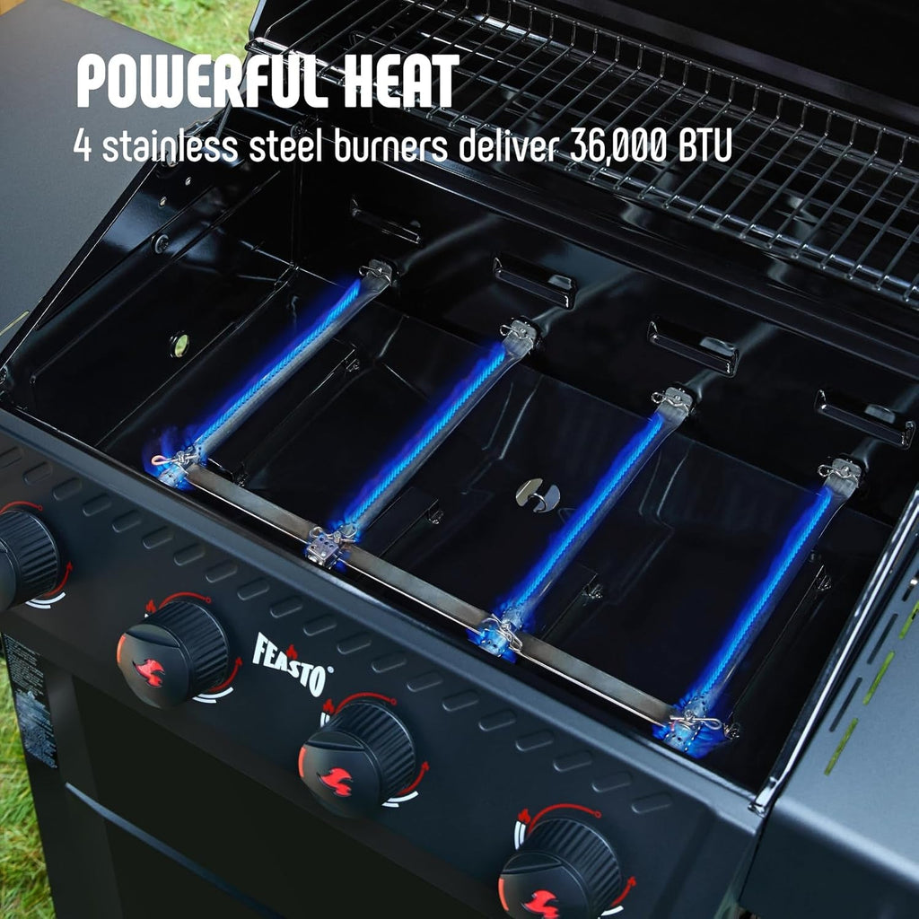 Black Four Burner Propane Outdoor Barbecue Grillmaster