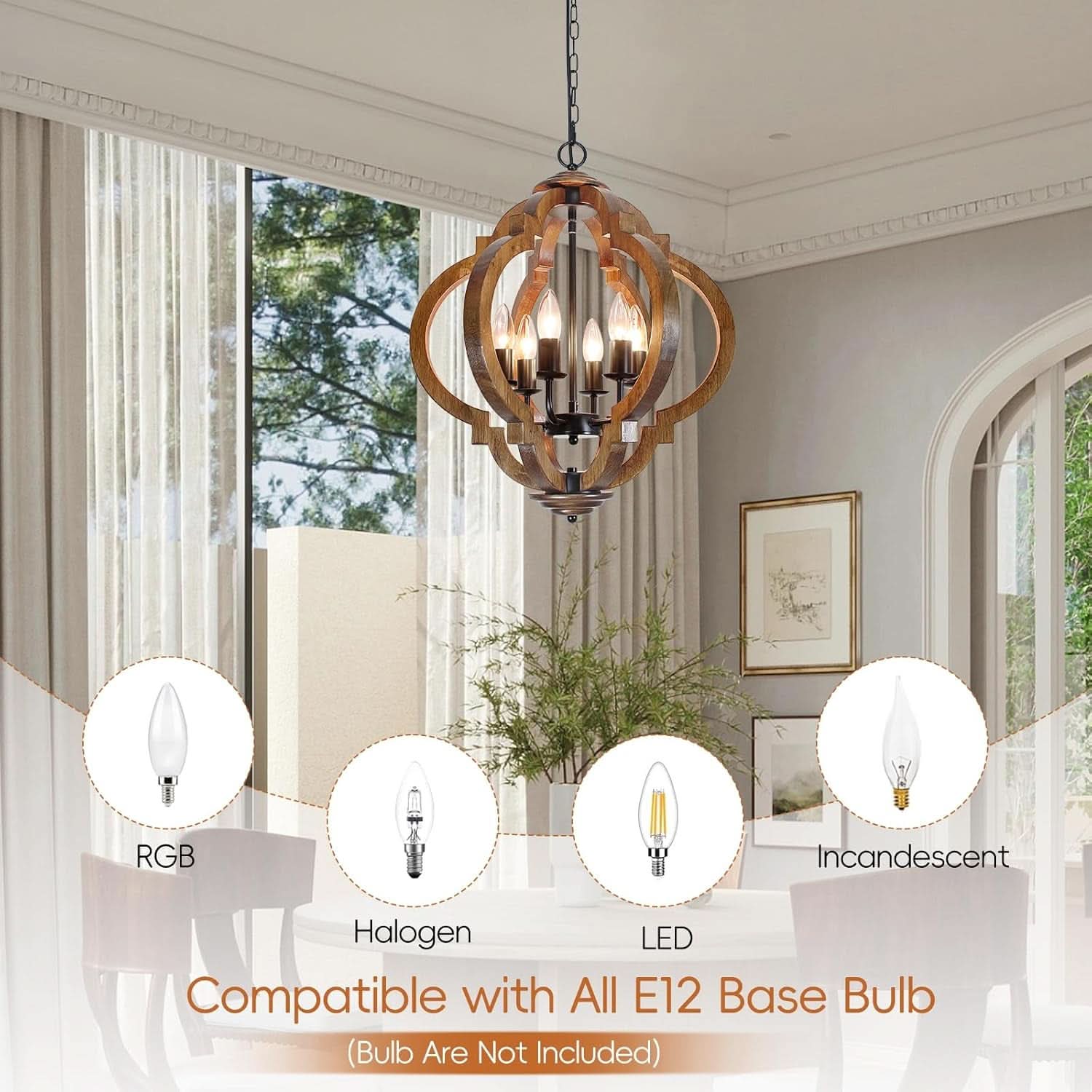 Six Light Farmhouse Chandelier Rustic Black Metallic