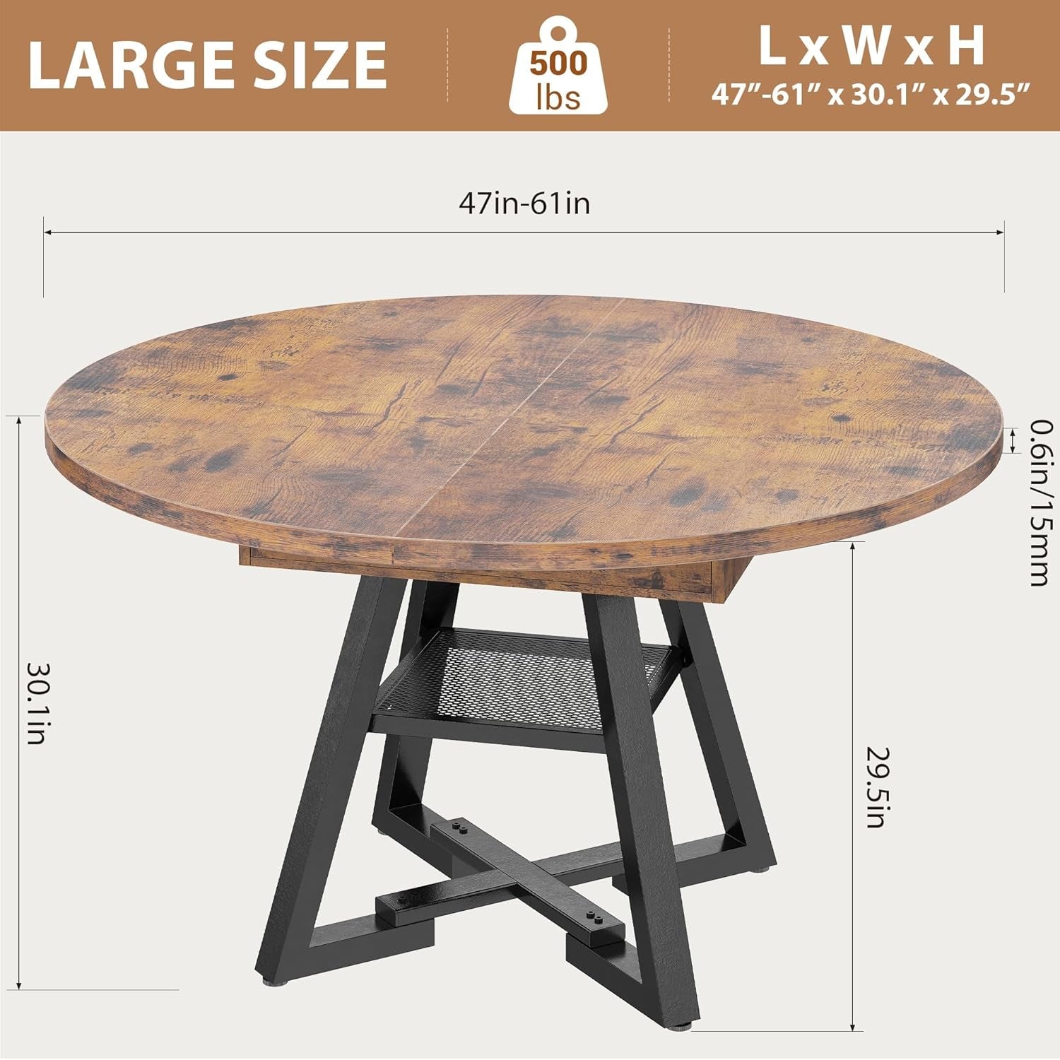 Expandable Dining Table With Removable Leaf Storage