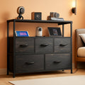 Black Five Drawers Dresser With Integrated Charging