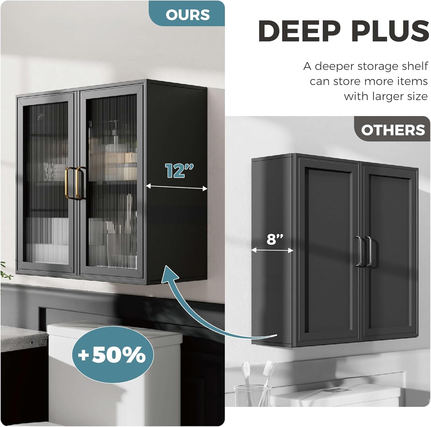 24 Inch Wide Black Wall Cabinet Durable Acry lic Doors