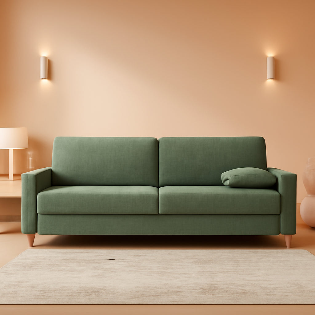 70In Emerald Corduroy Oversized Cushioned Three Seater Sofa