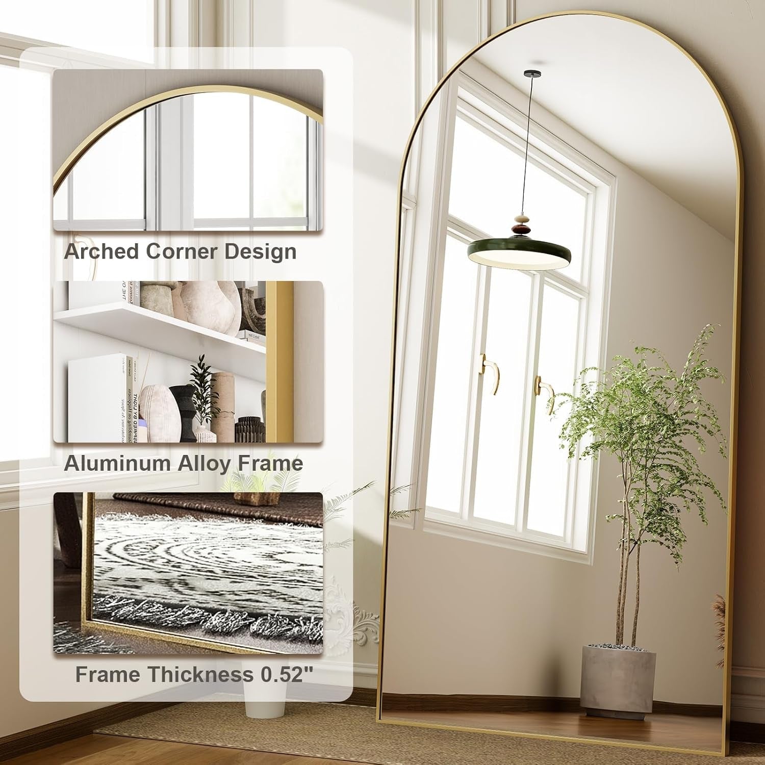 71x30 Arched Complete Length Aluminum Framed Mirror