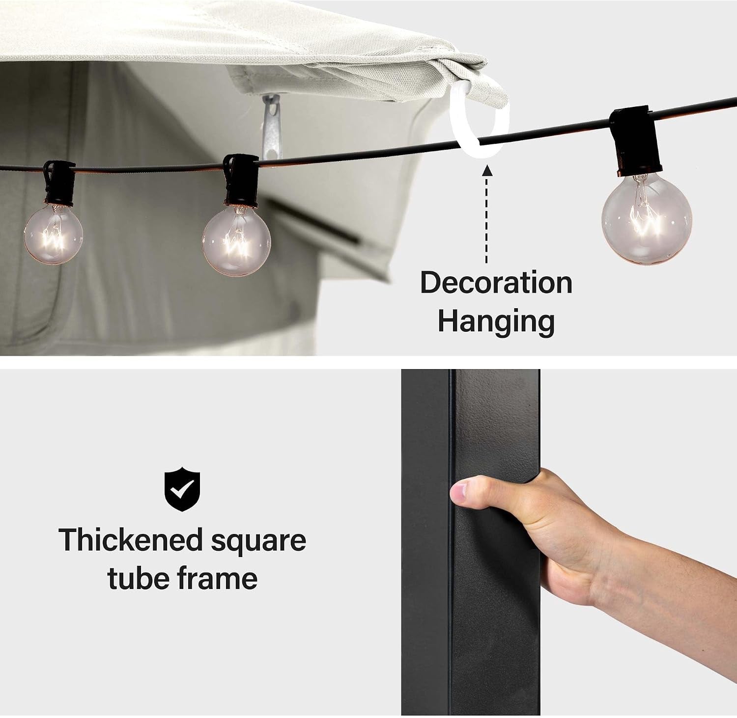 12x12 Patio Gazebo Cream White Privacy Screen Weatherproof