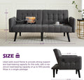 65 Inch Charcoal Grey Upholstered Convertible Sleeper Sofa